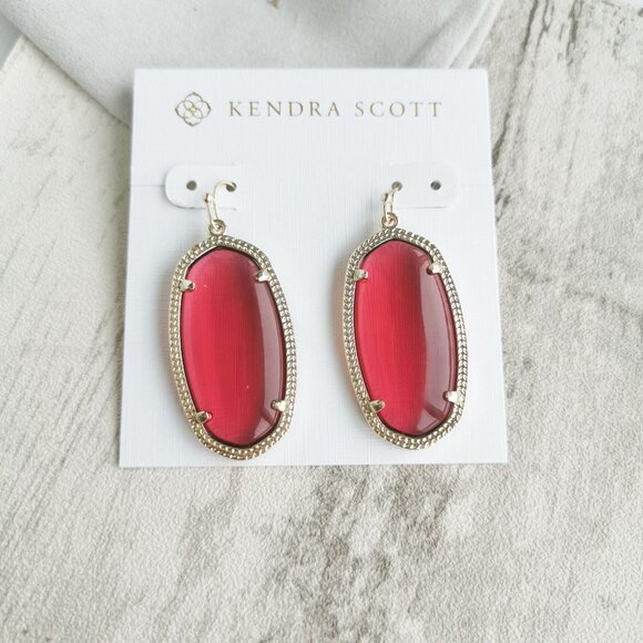 Kendra Scott Gold Berry red glass Earrings - Elle - Picture 3 of 3